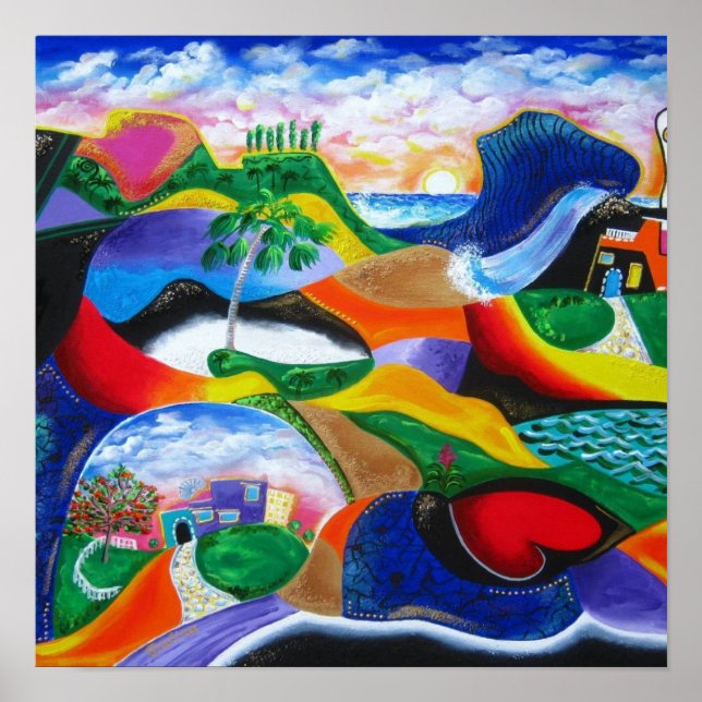 Affiches Lever de soleil sur la côte de Porto Rico (Devant)