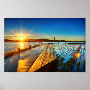 Affiches Lever de soleil sur l'affiche de lac