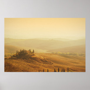 Affiches Lever de soleil sur un paysage de la Toscane affic