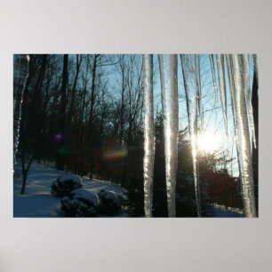 Affiches Lever du soleil à travers Icicles hiver Photograph