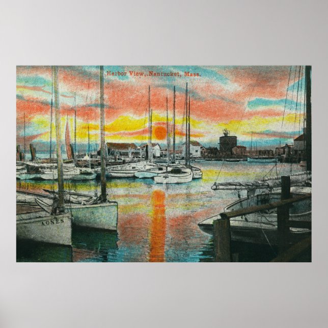 Affiches Lever du soleil dans le port (Devant)