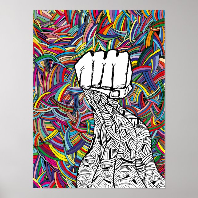Affiches Levez les mains. Art de voyage psychédélique. (Devant)