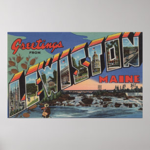Affiches Lewiston, Maine (Scène fluviale)