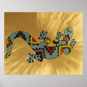 Affiches lézard gecko peint sur un mur, Tucson, Arizona,
