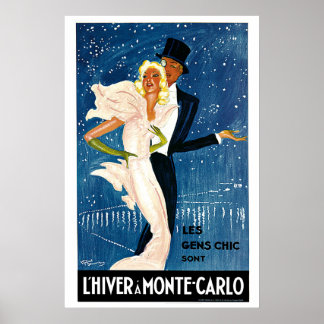 Affiches L'Hiver a Monte-Carlo Annonce Vintage voyage