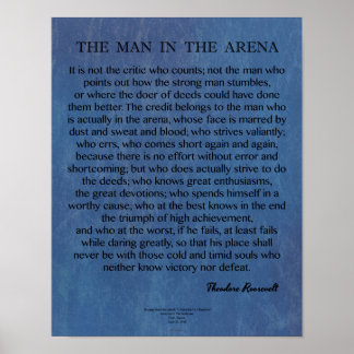 Affiches L'homme dans l'arène citation de Theodore Roosevel
