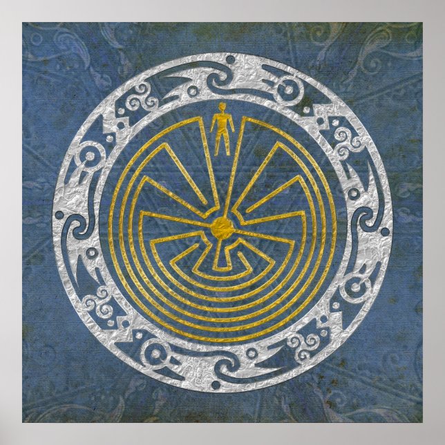 Affiches L'homme dans le Maze - Ornement or argent (Devant)