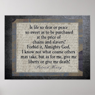 Affiches Liberté Ou Mort - Citation de la révolution améric