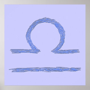 Affiches Libra. Signe astrologique zodiaque. Bleu.