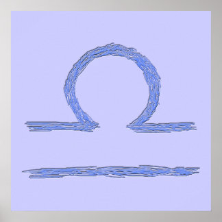 Affiches Libra. Signe astrologique zodiaque. Bleu.
