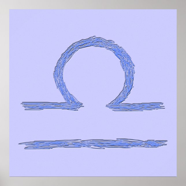 Affiches Libra. Signe astrologique zodiaque. Bleu. (Devant)