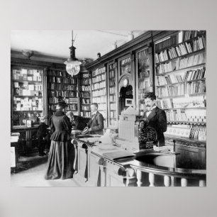Affiches Librairie, 1895. Photo vintage