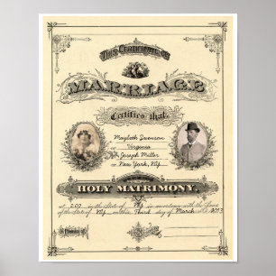 Affiches Licence de mariage vintage