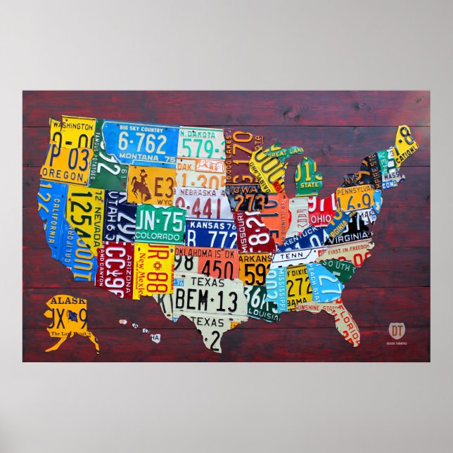 Affiches License Plate Map of the United States 2012 Ed. 1 (Devant)