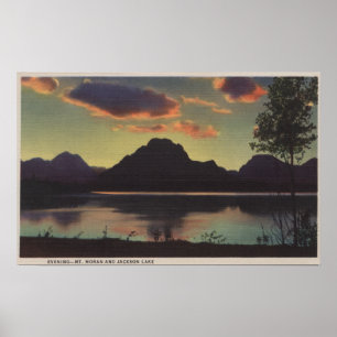Affiches L'Idaho - vue de crépuscule de Mt. Moran et lac