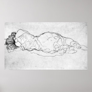 Affiches Liegende, chiffre arrière de Gustav Klimt