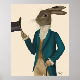 Affiches Lièvres dans le manteau de turquoise
