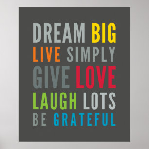 Affiches LIFE MANTRA positive typographie cool couleurs viv