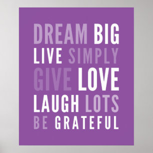 Affiches LIFE MANTRA positive typographie moderne violet