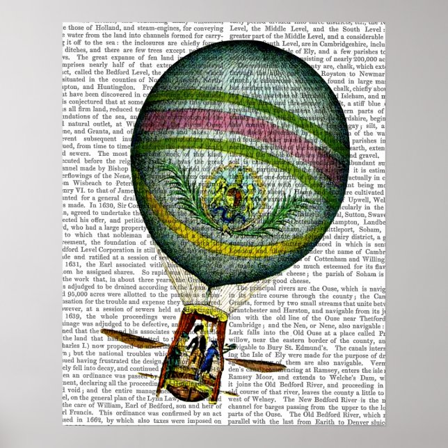 Affiches Light Blue Hot Air Balloon (Devant)