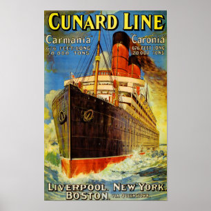 Affiches Ligne Cunard ~ Carmania et Caronia