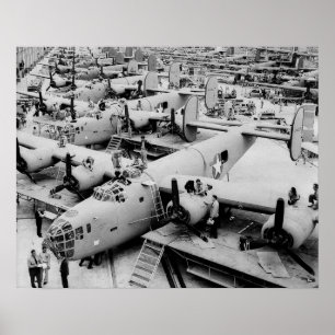 Affiches Ligne d'assemblage de bombardiers B-24, 1943. Phot