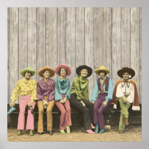 Affiches Ligne de l'affiche Vintage Western Cowgirls