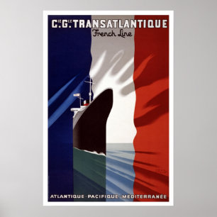 Affiches Ligne française voyage vintage de paquebot