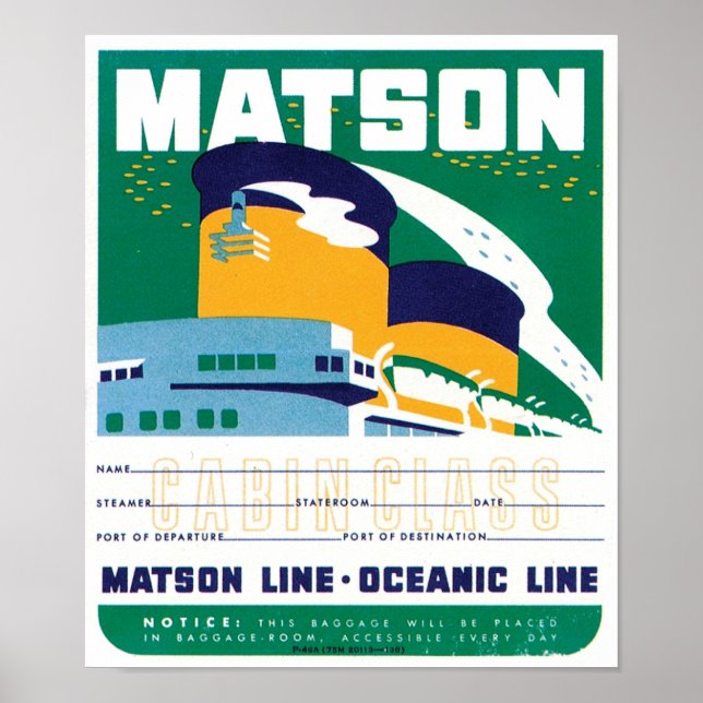 Affiches Ligne océanique Matson (Devant)