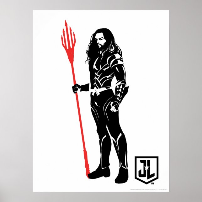Affiches Ligue de Justice | Aquaman Pose Noir Pop Art (Devant)
