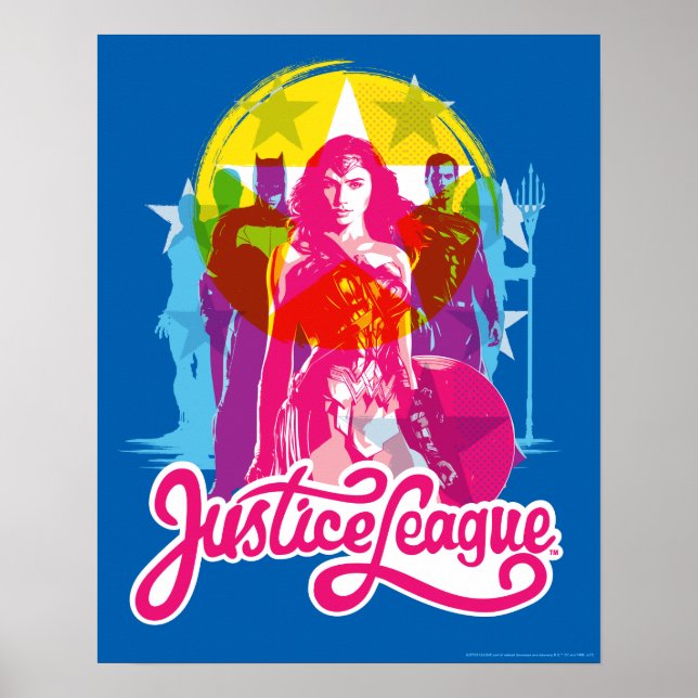 Affiches Ligue de Justice | Retro Group & Logo Pop Art (Devant)