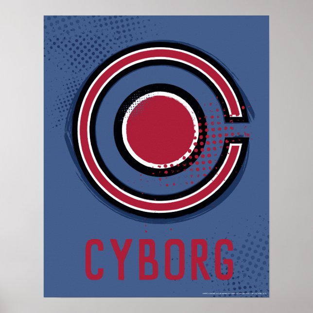 Affiches Ligue de Justice | Symbole de cyborg brosse et dem (Devant)