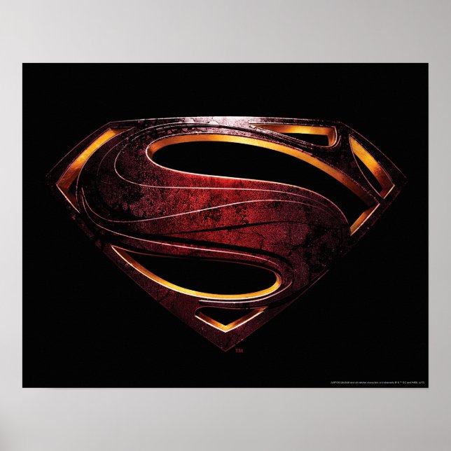 Affiches Ligue de Justice | Symbole de superman métallique (Devant)