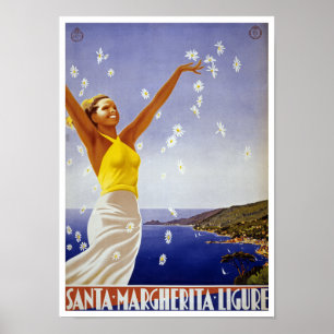 Affiches Ligure père Noël Margherita avec marguerites