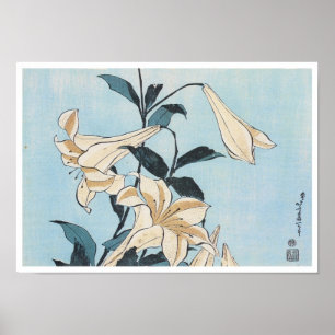 Affiches Lillies, Hokusai, 1832