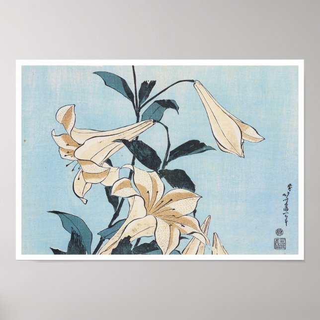 Affiches Lillies, Hokusai, 1832 (Devant)