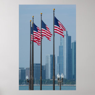 Affiches L'Illinois, Chicago. Le pilier de marine, USA
