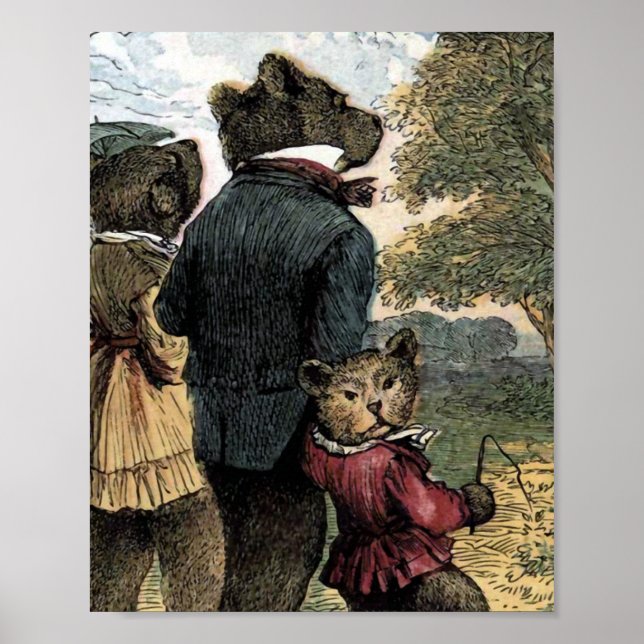 Affiches L'illustration vintage des trois ours faisant une  (Devant)