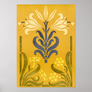Affiches Lily blanche Art Nouveau - Imprimer
