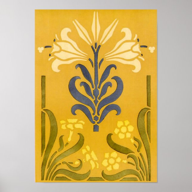 Affiches Lily blanche Art Nouveau - Imprimer (Devant)