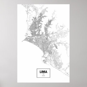 Affiches Lima, Pérou (noir sur blanc)