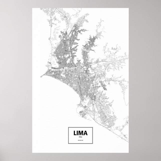 Affiches Lima, Pérou (noir sur blanc) (Devant)