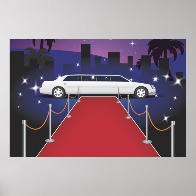 Affiches Limousine de célébrité sur tapis rouge (Devant)