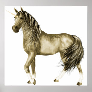 Affiches l'impression Unicorne d'or