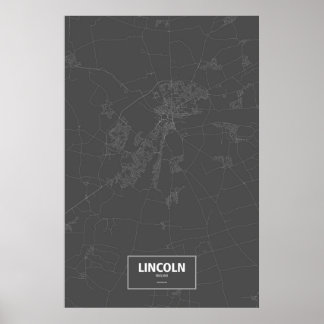 Affiches Lincoln, Angleterre (blanc sur noir)