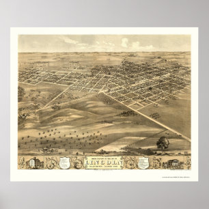 Affiches Lincoln, carte panoramique de l'IL - 1869
