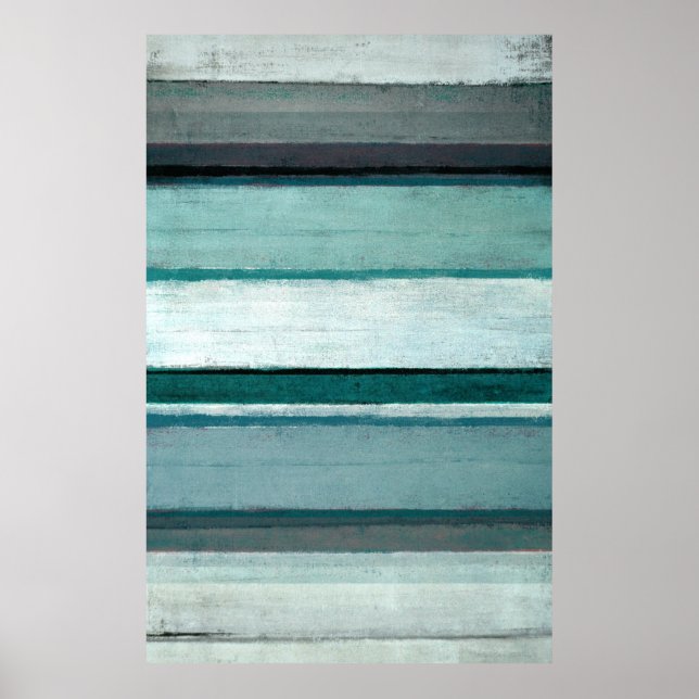 Affiches 'Link' Art Turquoise et gris Abstrait (Devant)
