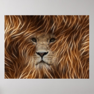 Affiches Lion Avec Poches De Cheveux Longues