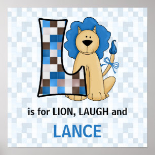 Affiches Lion bleu Lettre L Baby Room