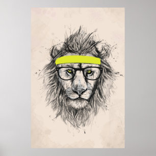 Affiches Lion de hippie (fond clair)
